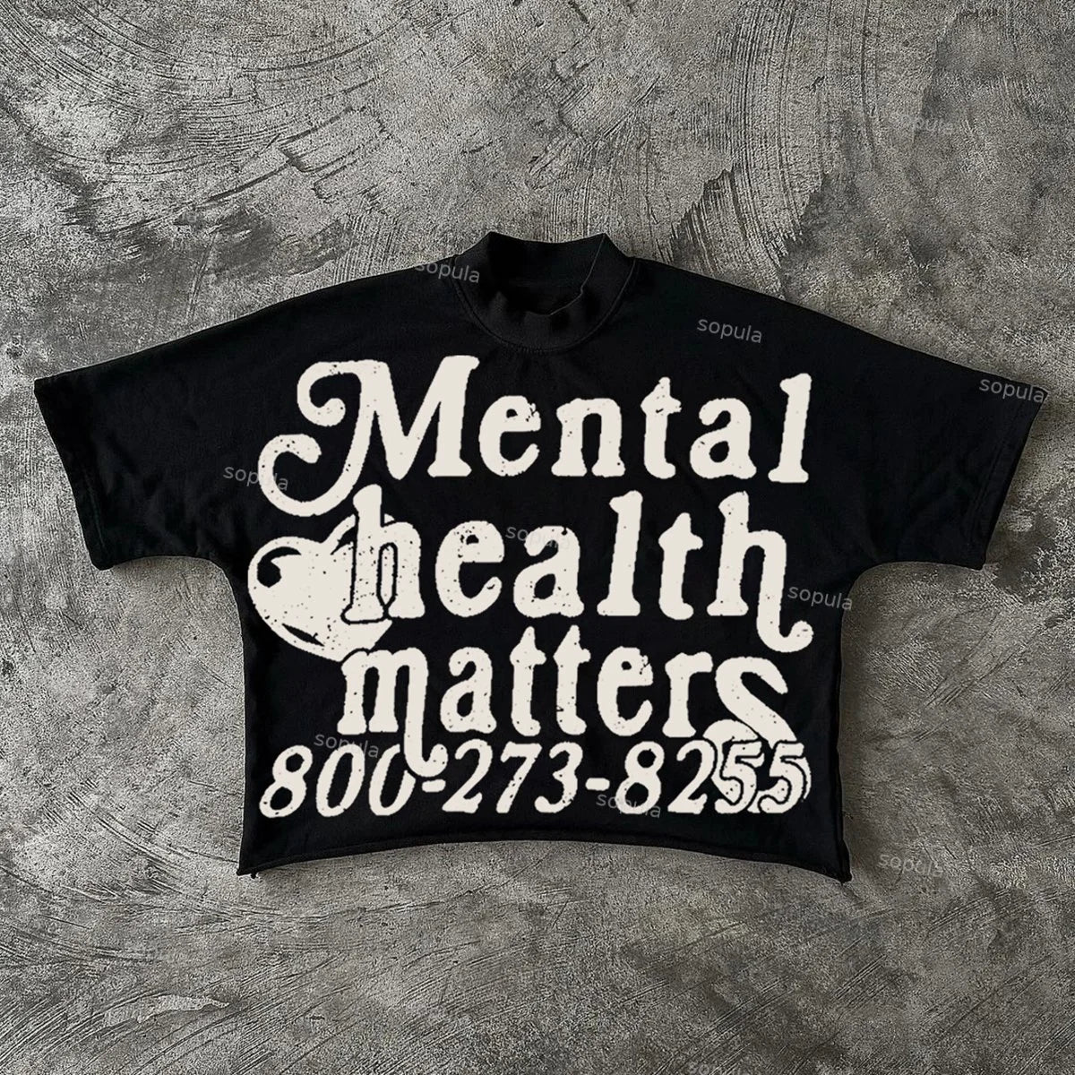 MENTAL HEALTH MATTER CROPPED BLACK TEE