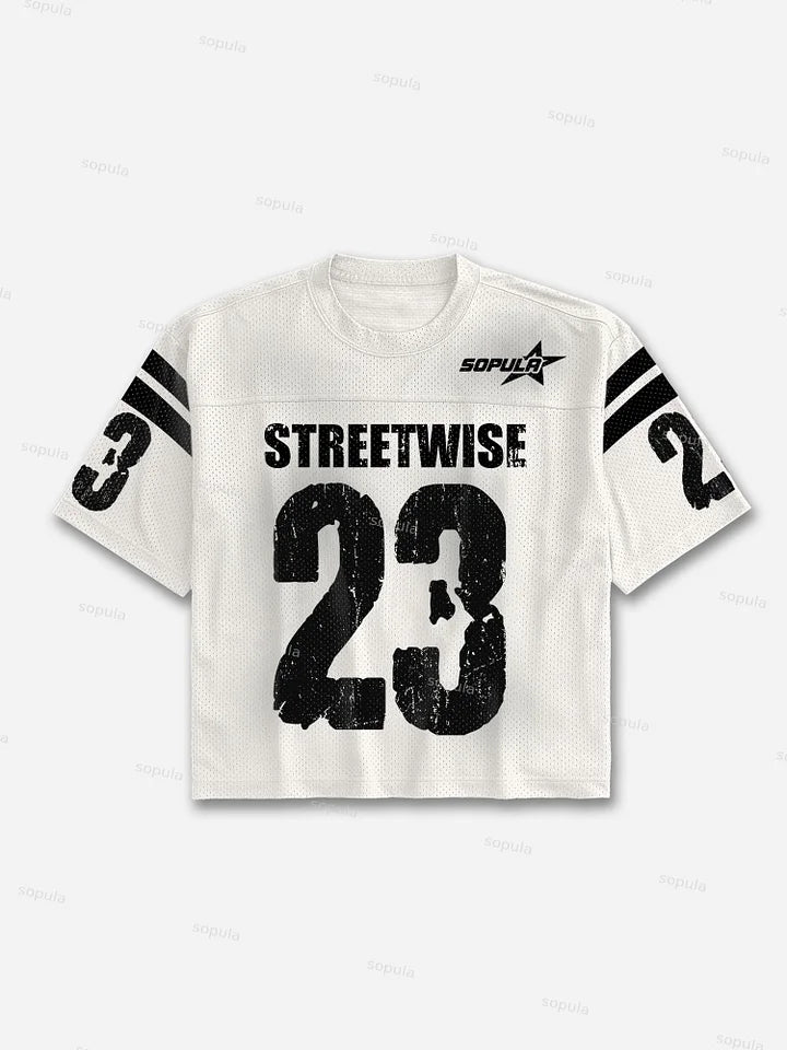 STREETWISE WHITE CROPPED GRAPHIC JERSEY TEE