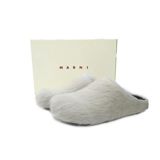 Marni Long-hair Calfskin Fussbett Sabot Grey