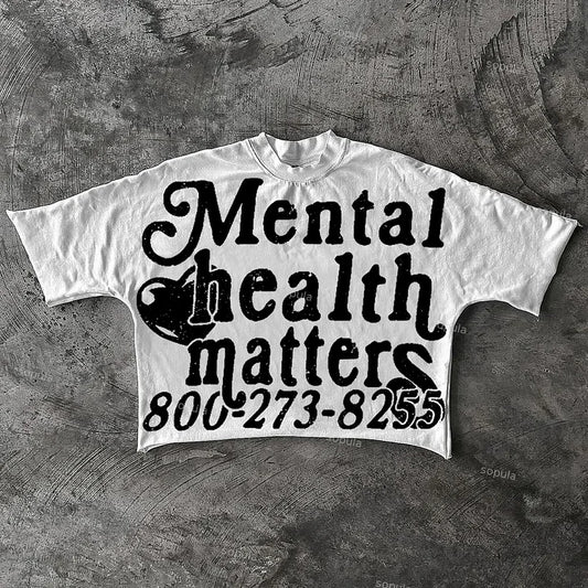WHITE CROPPED MENTAL HEALTH MATTER CROPPE TEE